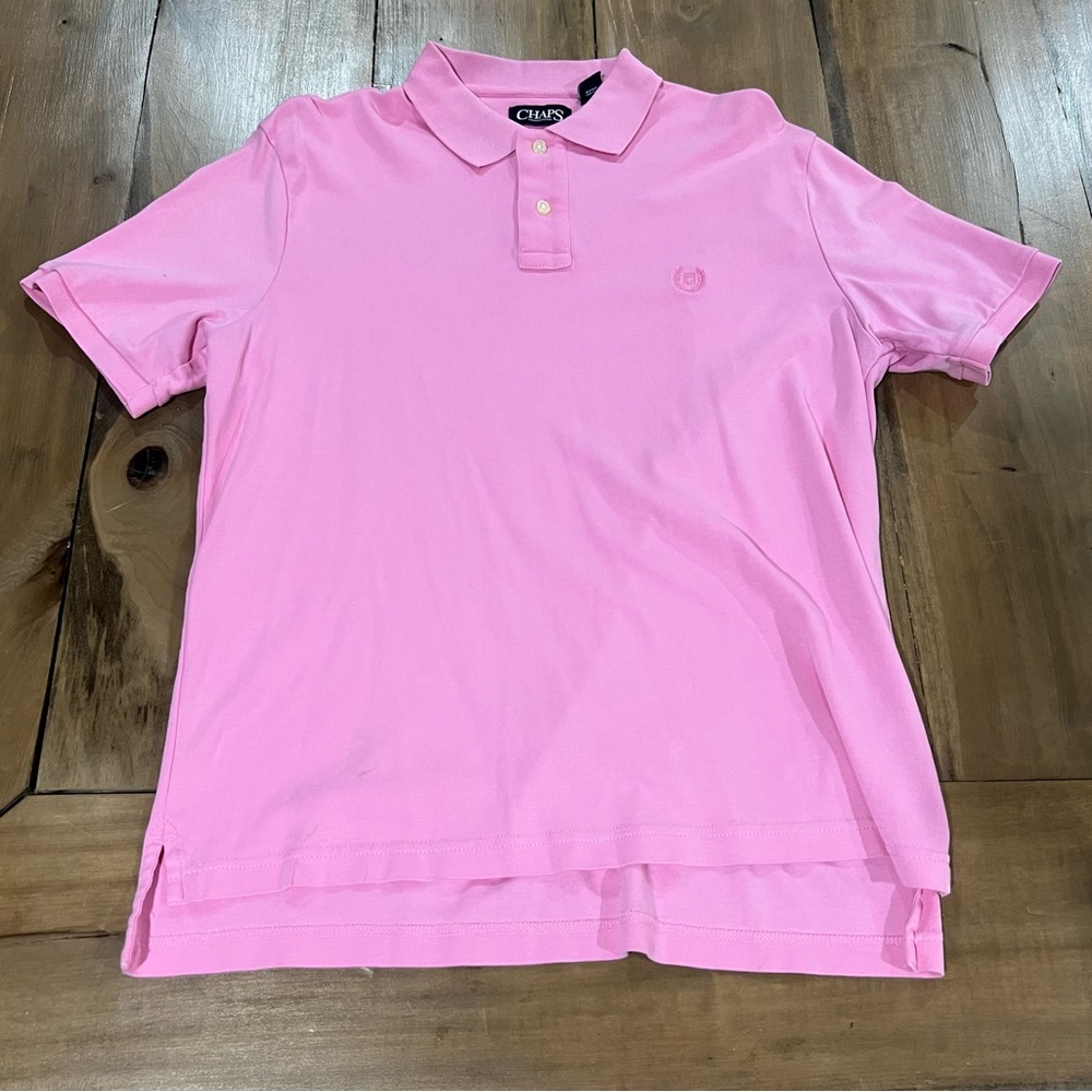 Chaps Men’s Soft Style Short Sleeve Polo Shirt, Size Medium, Pink